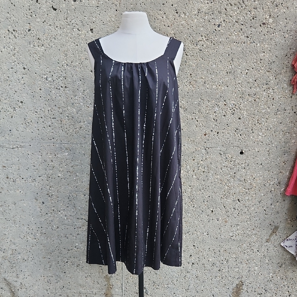 Black and White Cotton Sleeveless dress